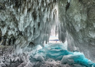 Frozen cave on Olkhon Island, Baikal